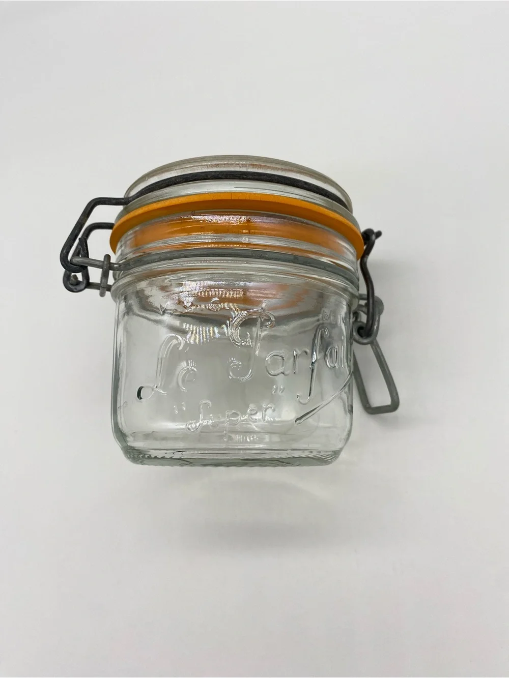 Le Parfait Glass Jar with Clamp Lid & Orange Rubber Seal French Kitchen Storage